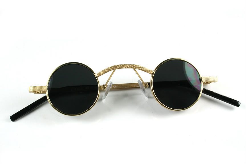 Round Gold Metal Sunglasses Retro Victorian Goth Steampunk Polarized Lens Hi Tek Alexander Hi