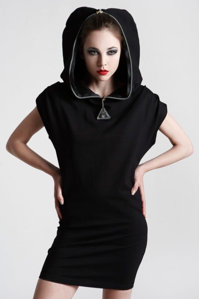 short black dress with hood