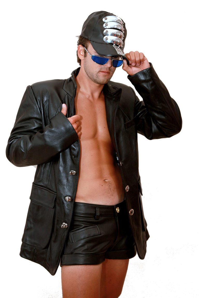 black leather blazer for men