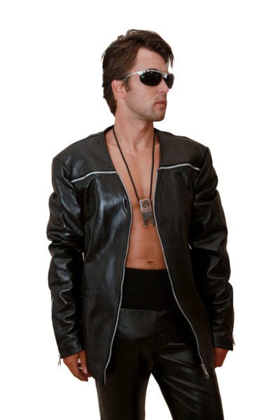 black leather blazer jacket
