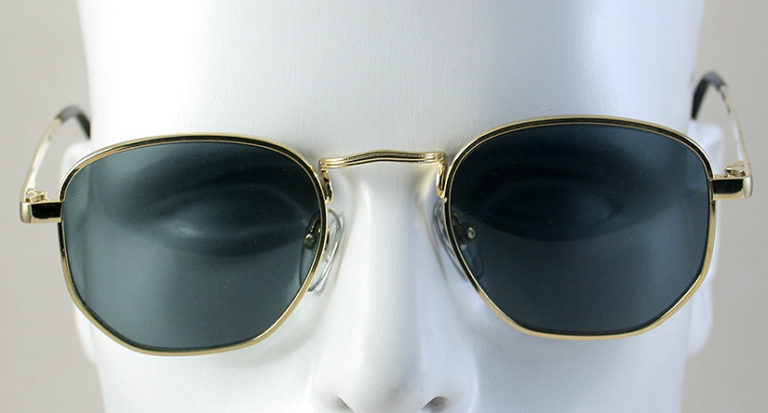 Men's round square gold metal aviator sunglasses Hi Tek model 3888