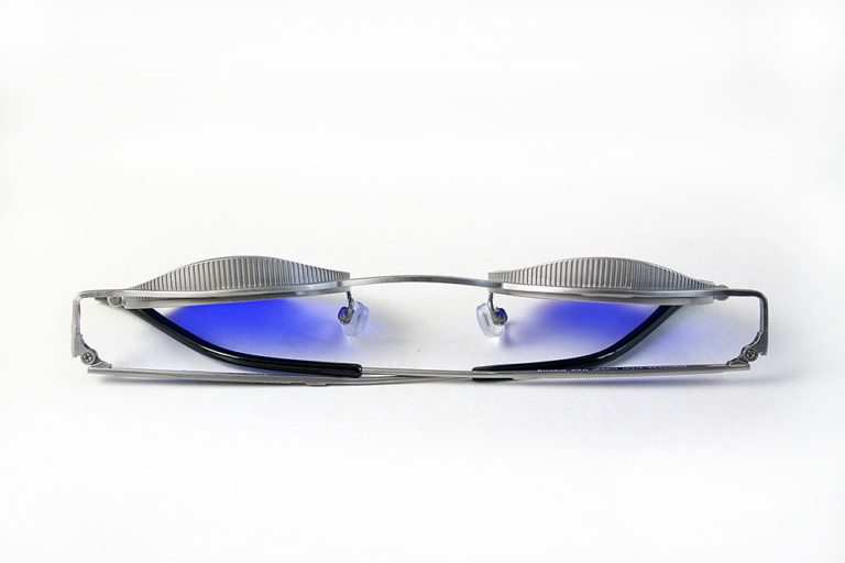 oval sunglasses silver metal blue lens HI TEK HT-5090 - Image 4