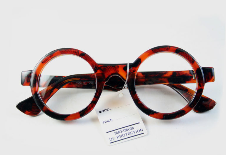 Hi Tek round tortoise plastic frame sunglasses clear lens HT-005b