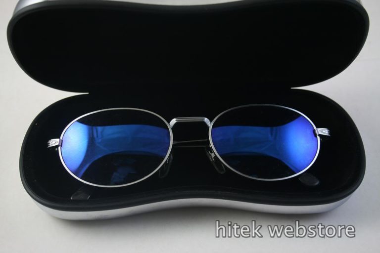 oval sunglasses mens shades silver metal frame blue mirror lens  Hi Tek model-SJ2220 - Image 3