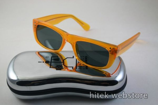 orange plastic frame sunglasses