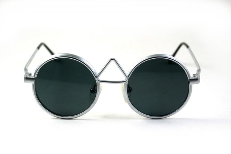 vintage round silver metal sunglasses flat lenses Hi Tek MOD-4009-1
