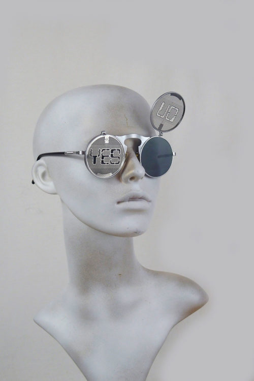 Hi Tek Oblong Metal Lens Flip Up Sunglasses Steampunk Blinders Louver