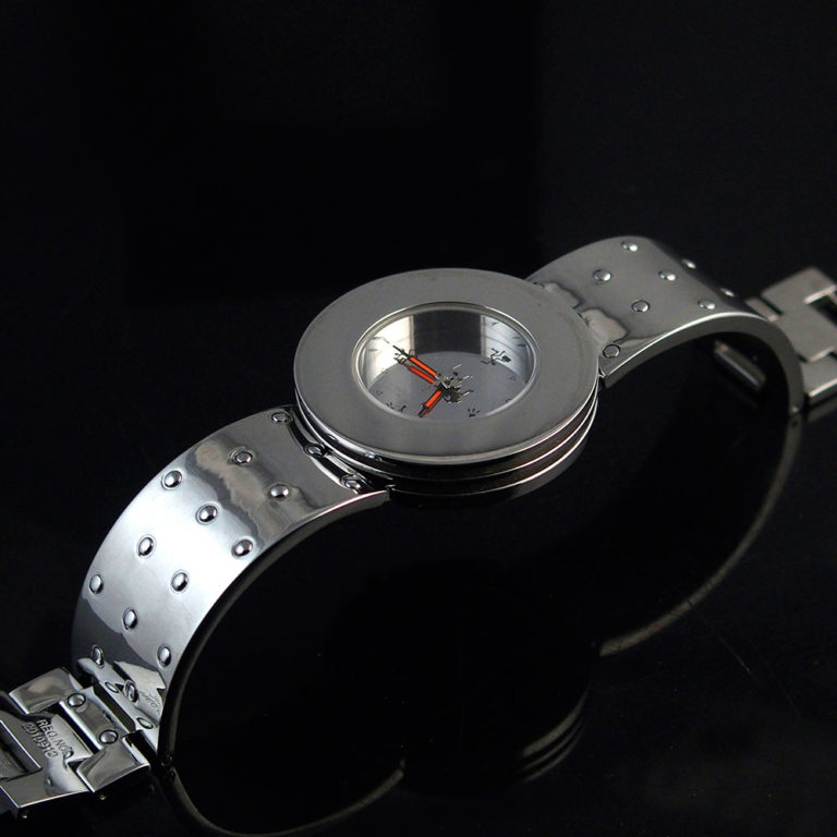 Unisex wrist watch all silver minimal design cyberpunk cybergoth watch - Image 4