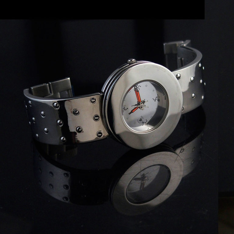Unisex wrist watch all silver minimal design cyberpunk cybergoth watch
