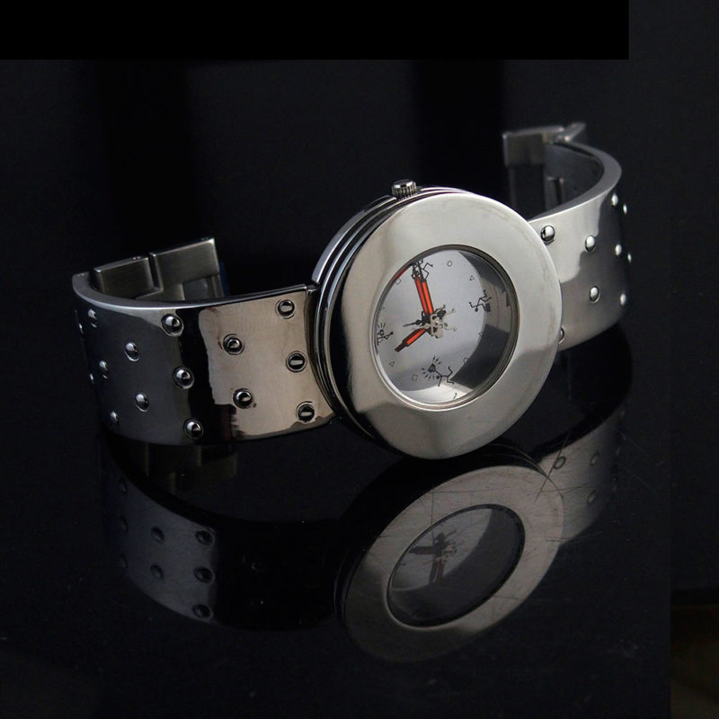 Unisex wrist watch all silver minimal design cyberpunk cybergoth watch ...