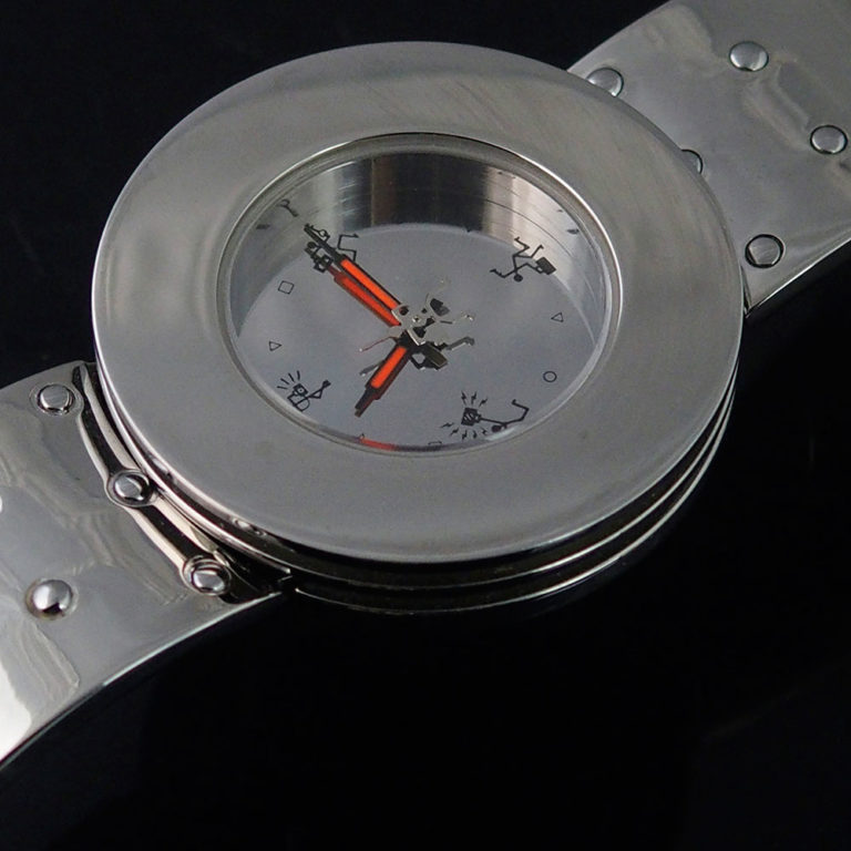 Unisex wrist watch all silver minimal design cyberpunk cybergoth watch - Image 2