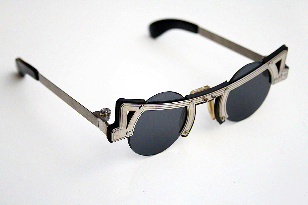 unisex round Goth Steampunk stainless steel sunglasses unusual unique Hi Tek