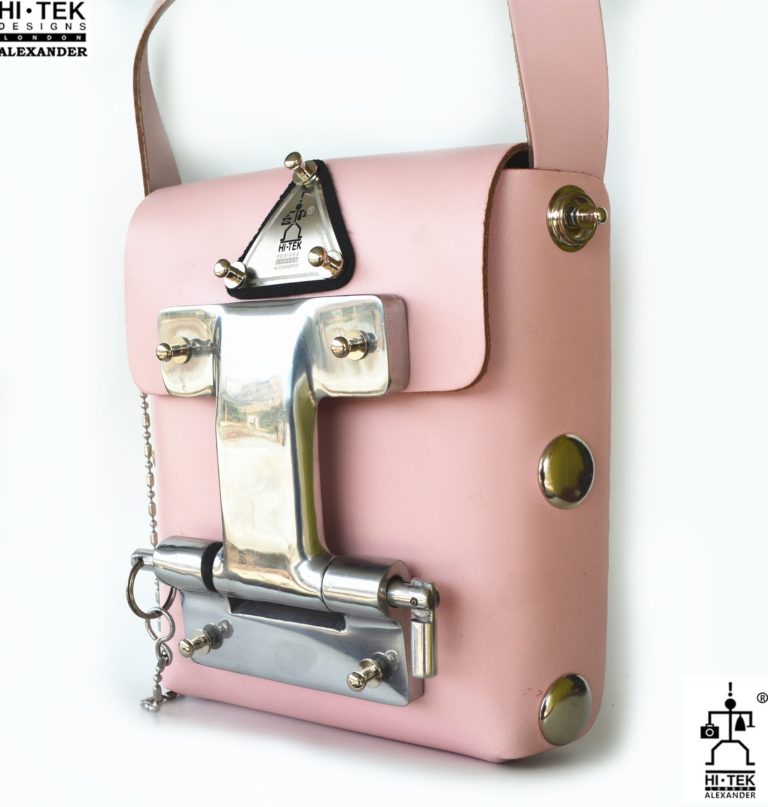 Pink leather cross body bag small unusual unique - Image 3