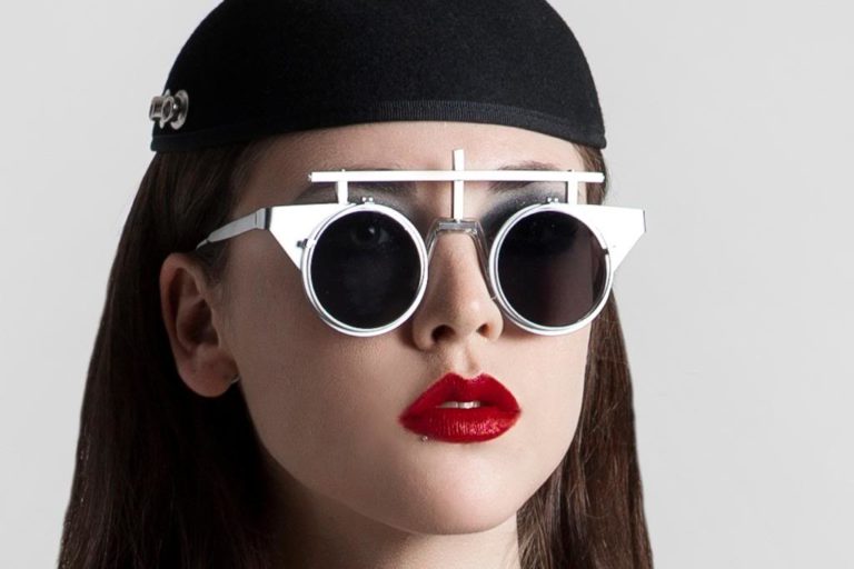 unisex flip up silver metal sunglasses goggles Steampunk wearable art performing artist styling video shoot unusal eyewear