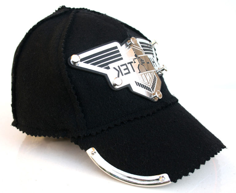 black wool baseball cap HI TEK unusual unique - Image 2