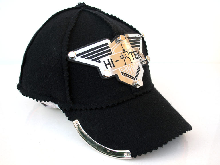 black wool baseball cap HI TEK unusual unique
