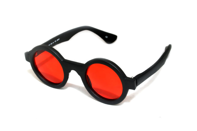 Black round sunglasses with red lenses, Goth Steampunk style HT-005 - Image 2