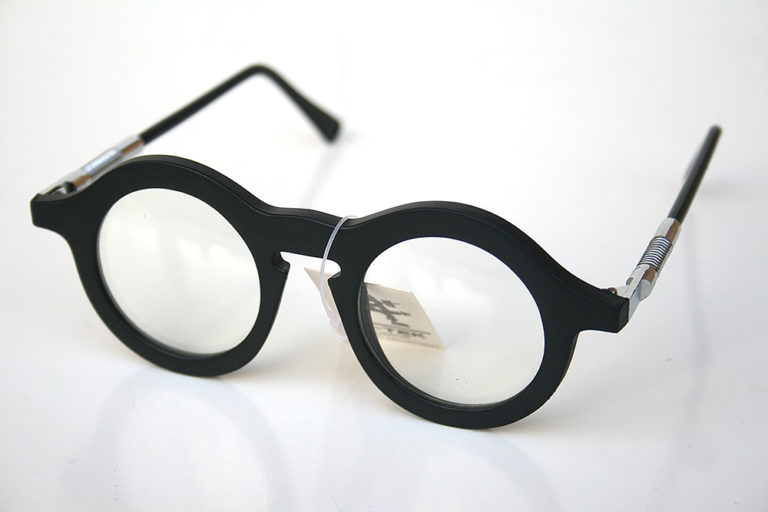 vintage unisex black round sunglasses with clear lenses Hi Tek HT-008B - Image 3