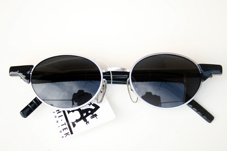Hi Tek vintage black oval sunglasses Goth Steampunk HT-RET-9105