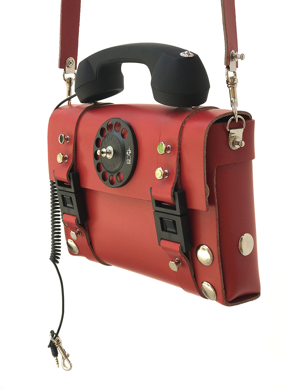 triple zipper red leather handbag — MUSEUM OUTLETS