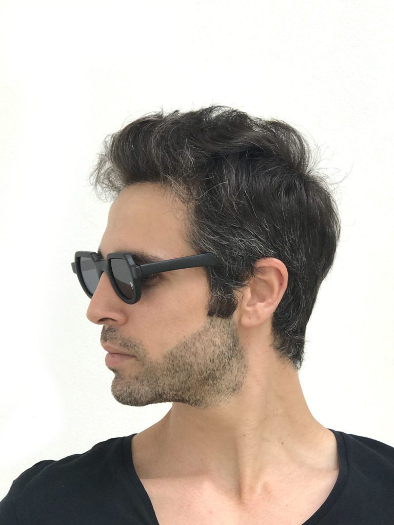 round flat top Goth steampunk sunglasses black plastic frame Hi Tek alexander - Image 3