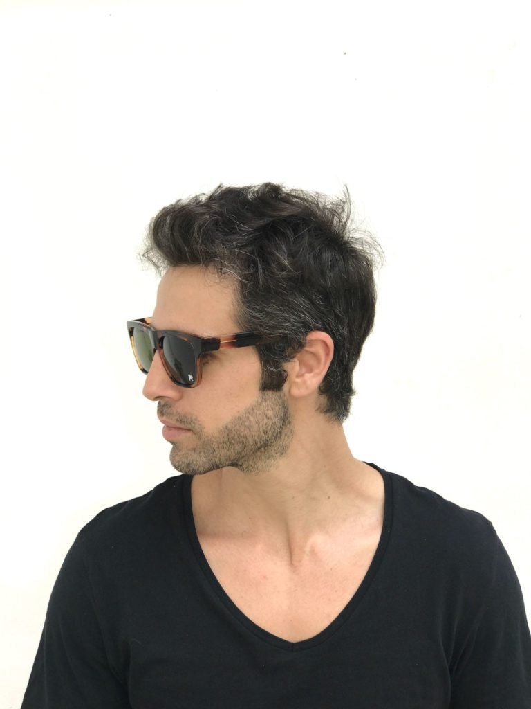 retro rectangular tortoise sunglasses with green lenses Hi Tek HT-92111 - Image 3