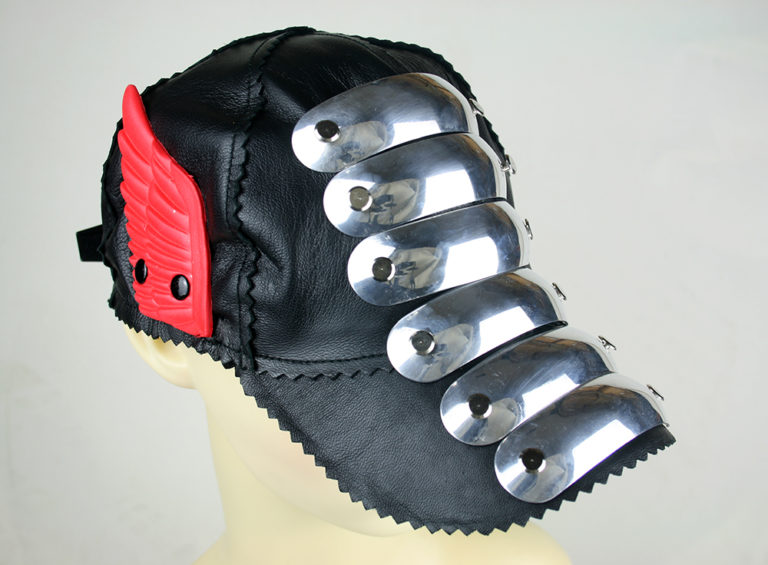 black leather baseball cap HI TEK unusual unique
