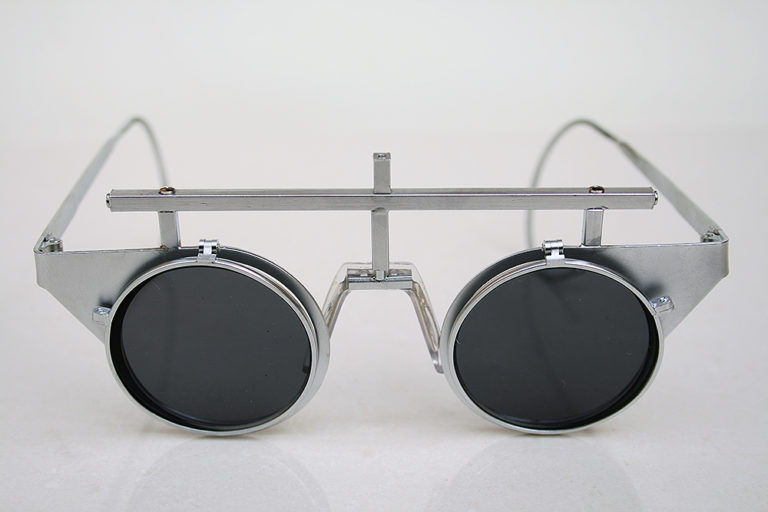 unisex flip up silver metal sunglasses goggles Steampunk wearable art performing artist styling video shoot unusal eyewear - Image 3