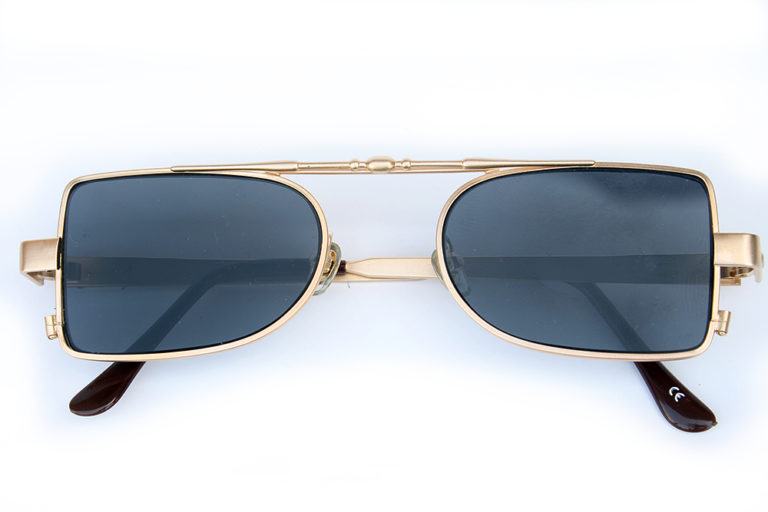 oblong gold metal frame sunglasses retro 1940s style Steampunk Hi Tek