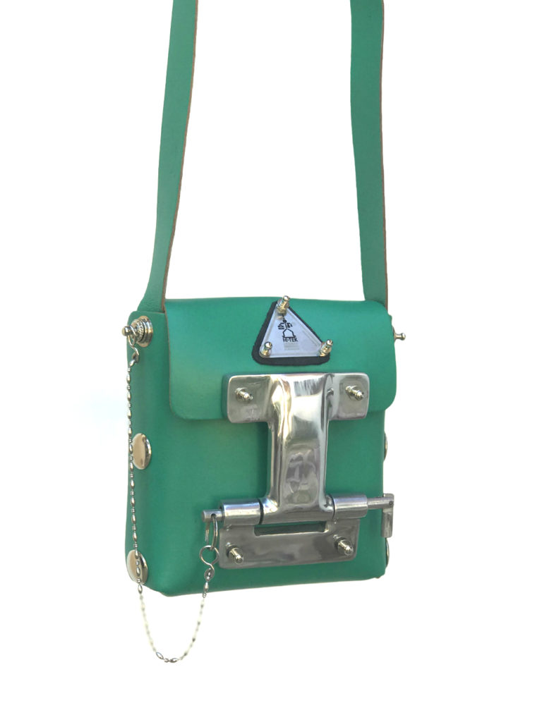 Hi Tek green leather crossbody bag small unisex unusual unique - Image 5