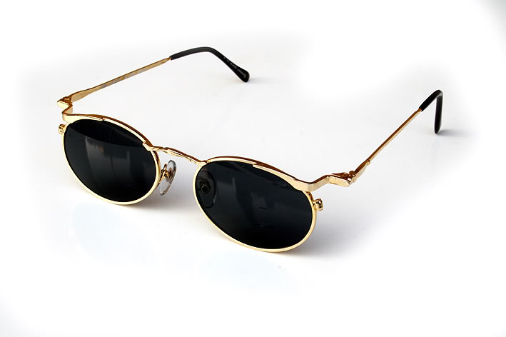 oval gold metal sunglasses polarised lenses Hi Tek