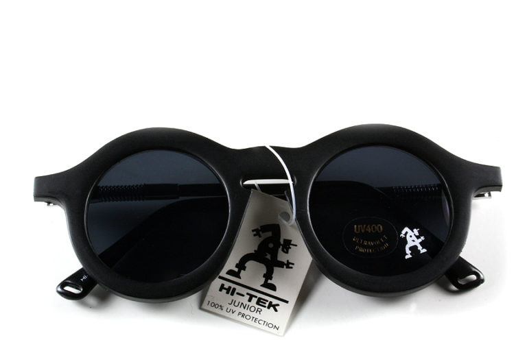 Black round sunglasses, plastic and metal frames, vintage Hi Tek HT-008 - Image 2