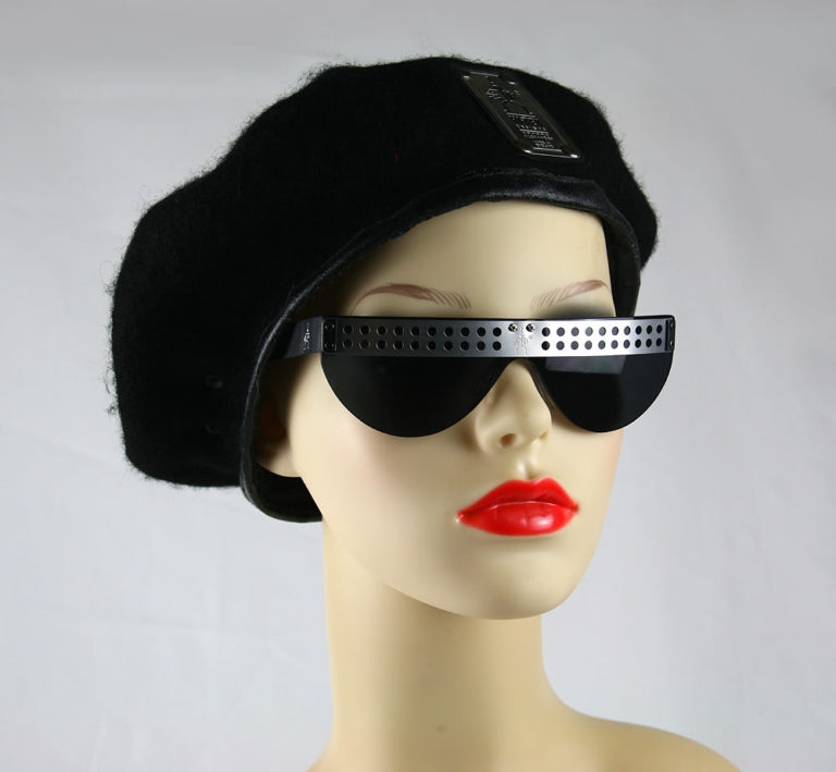 unisex oblong black metal sunglasses  SG/F 600-G-R - Image 2