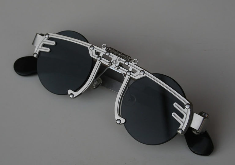 Hi Tek round silver metal sunglasses cult-12 handmade unusual unique