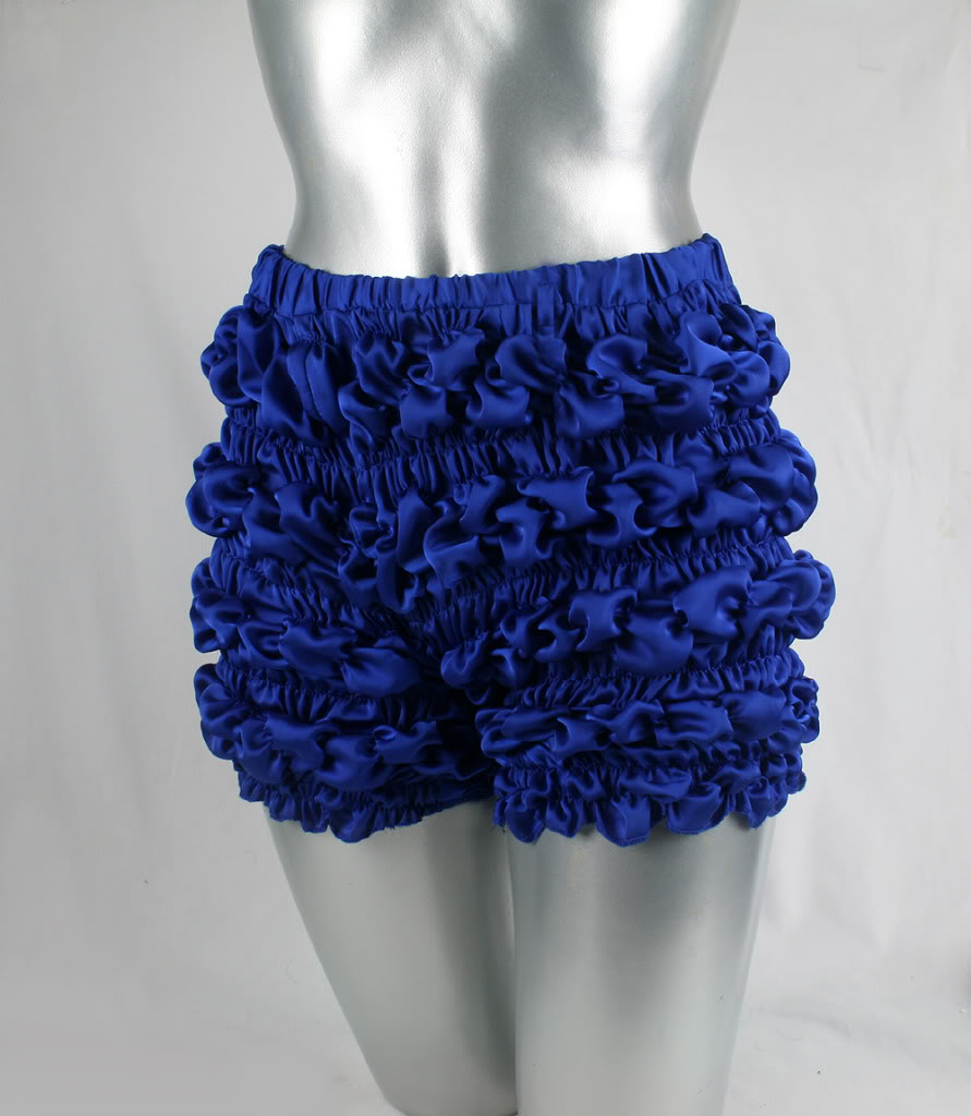 blue ruffle satin pants knickers modern Victorian bloomers Burlesque HI ...