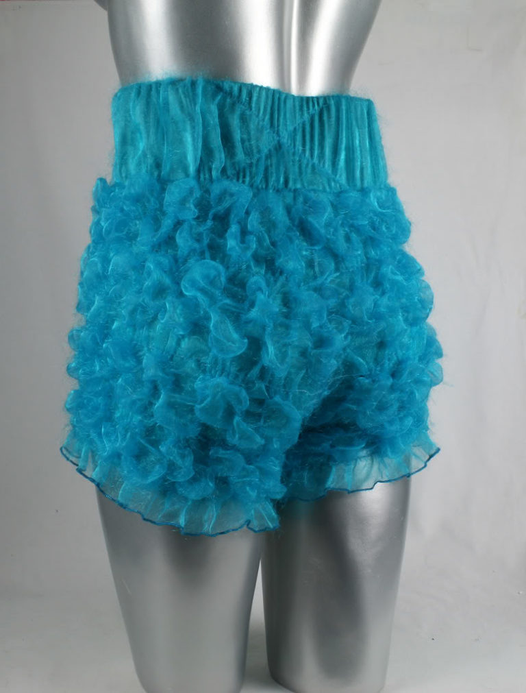 turquoise ruffled pants modern Victorian steampunk knickers bloomers Burlesque HI TEK size S - Image 2