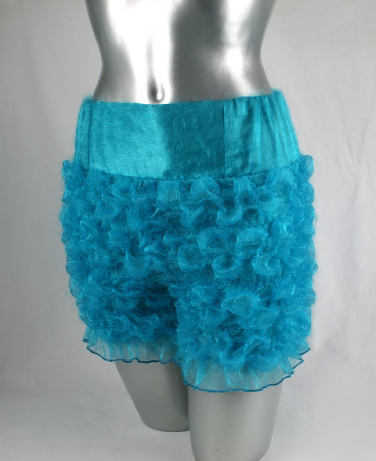 turquoise ruffled pants modern Victorian steampunk knickers bloomers Burlesque HI TEK size S