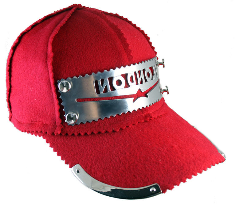 red wool baseball cap HI TEK unusual unique hip hop rapper
