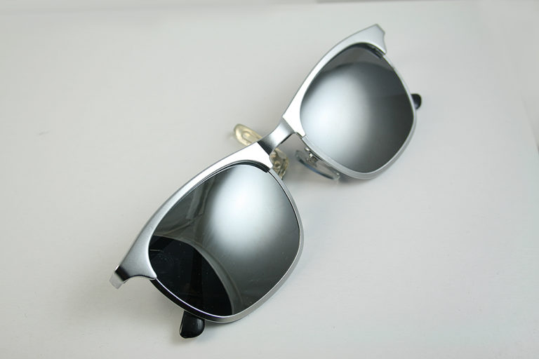 square silver retro sunglasses polarised lenses Hi Tek  HT-8642 - Image 3
