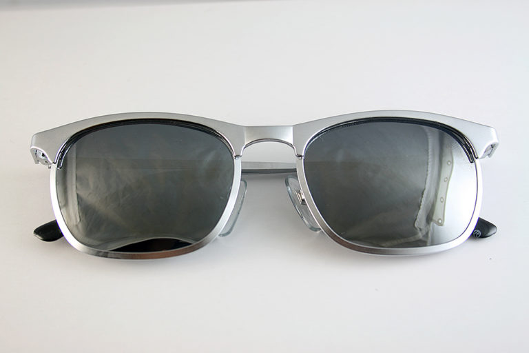 square silver retro sunglasses polarised lenses Hi Tek  HT-8642