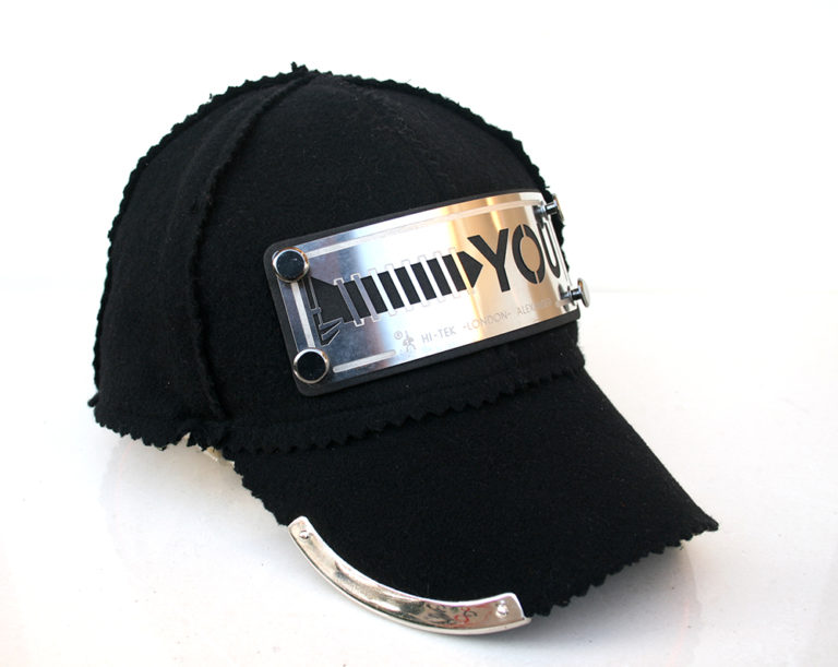 black wool and cashmere baseball cap HI TEK unusual unique
