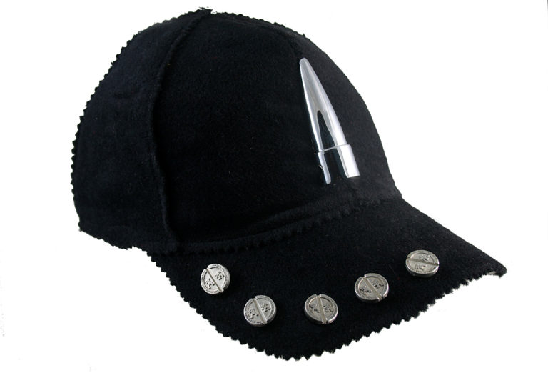 black wool baseball cap HI TEK unusual unique - Image 2
