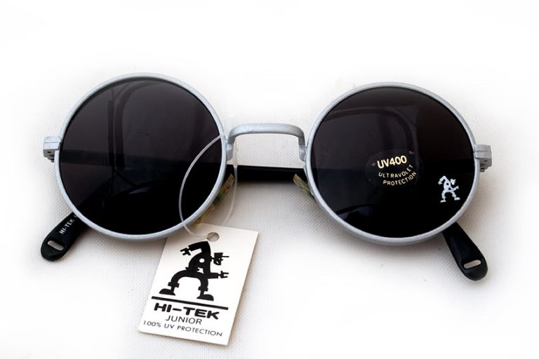 Hi Tek round silver sunglasses with black lenses John Lennon style HJL9