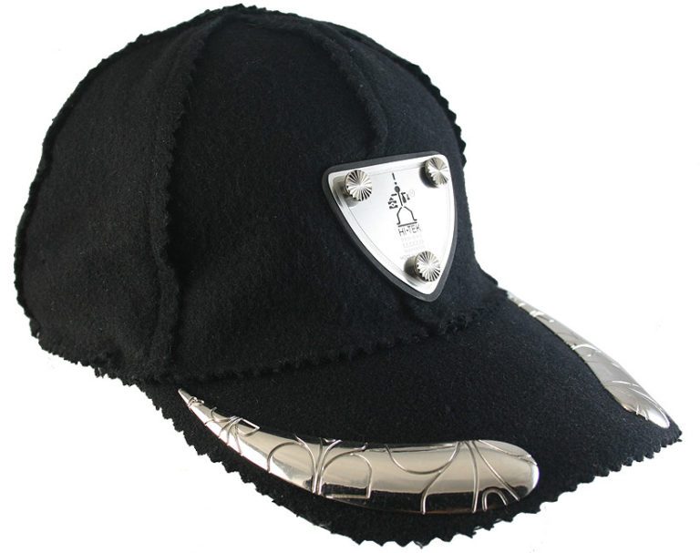 black wool and cashmere baseball cap HI TEK unusual unique