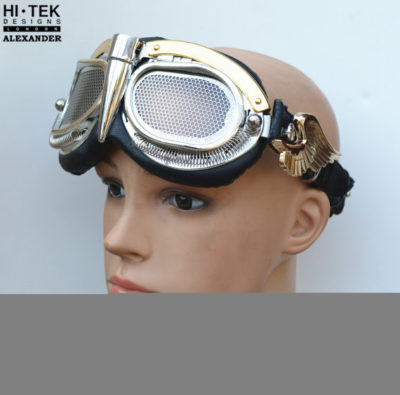 steampunk goggles gold wings