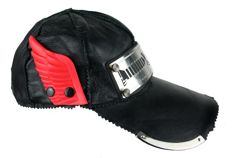 black leather baseball cap HI TEK unusual unique - Image 2