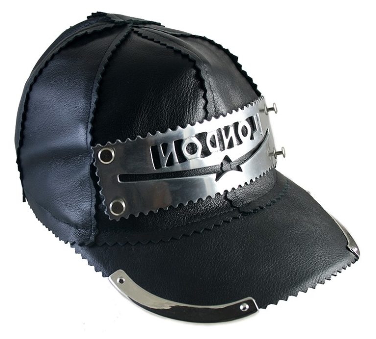 unisex black leather baseball cap HI TEK unusal unique
