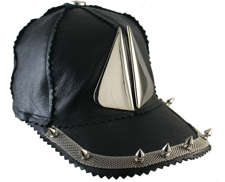 black leather baseball cap HI TEK unusal unique