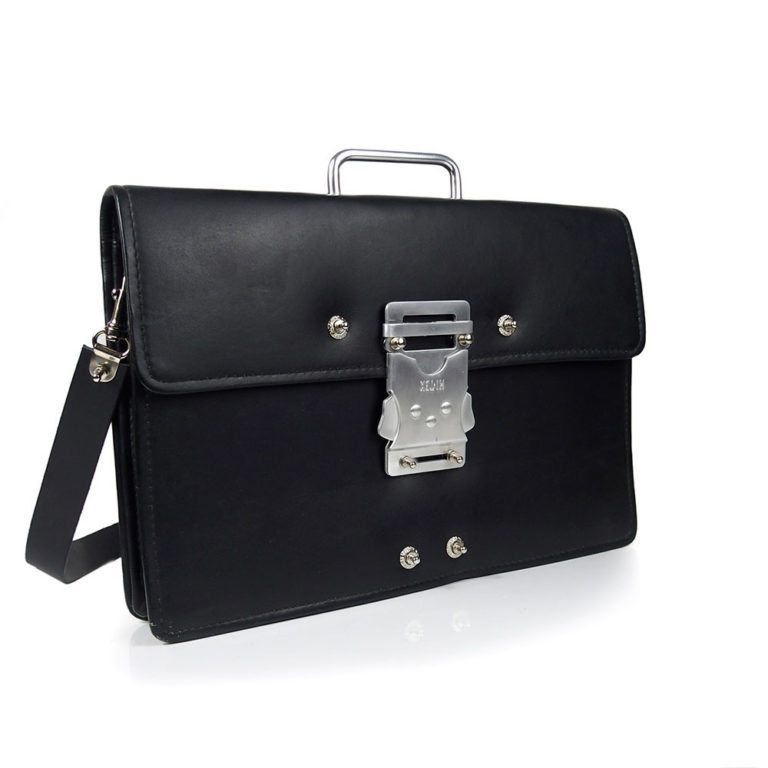 black leather briefcase