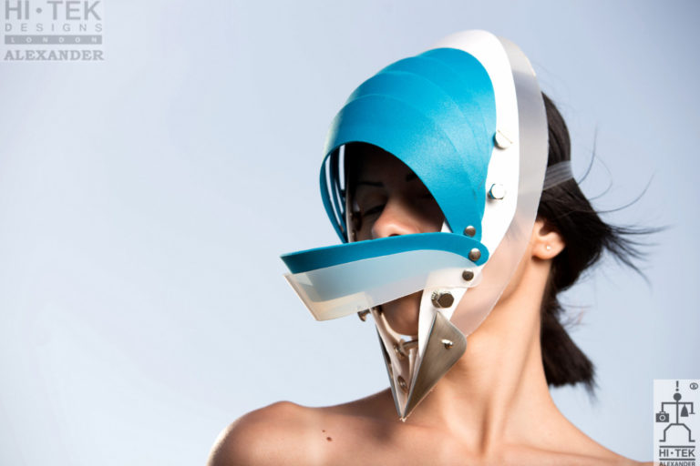 Hi Tek Alexander handmade modern futuristic, sci fi ,gothic ,steampunk unusual party eyewear alien leather mask hat - Image 4